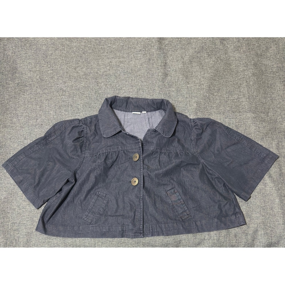 Cato Woman 26/28W Denim Jacket Short Sleeve Cropped Babydoll